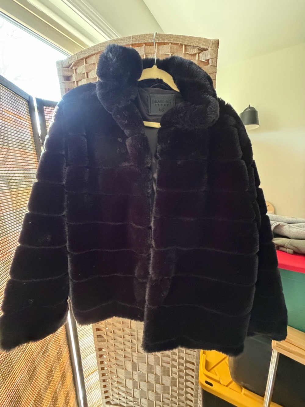 Blank NYC Black Plush Faux Fur Teddy Jacket